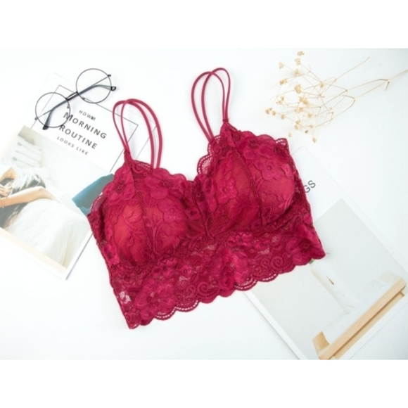 None Other - NEW Beautiful Red Lace 2 Strap Double Bralette
